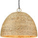Rue 8 Light 27 inch Matte Black Pendant Ceiling Light in Woven Sweet Grass